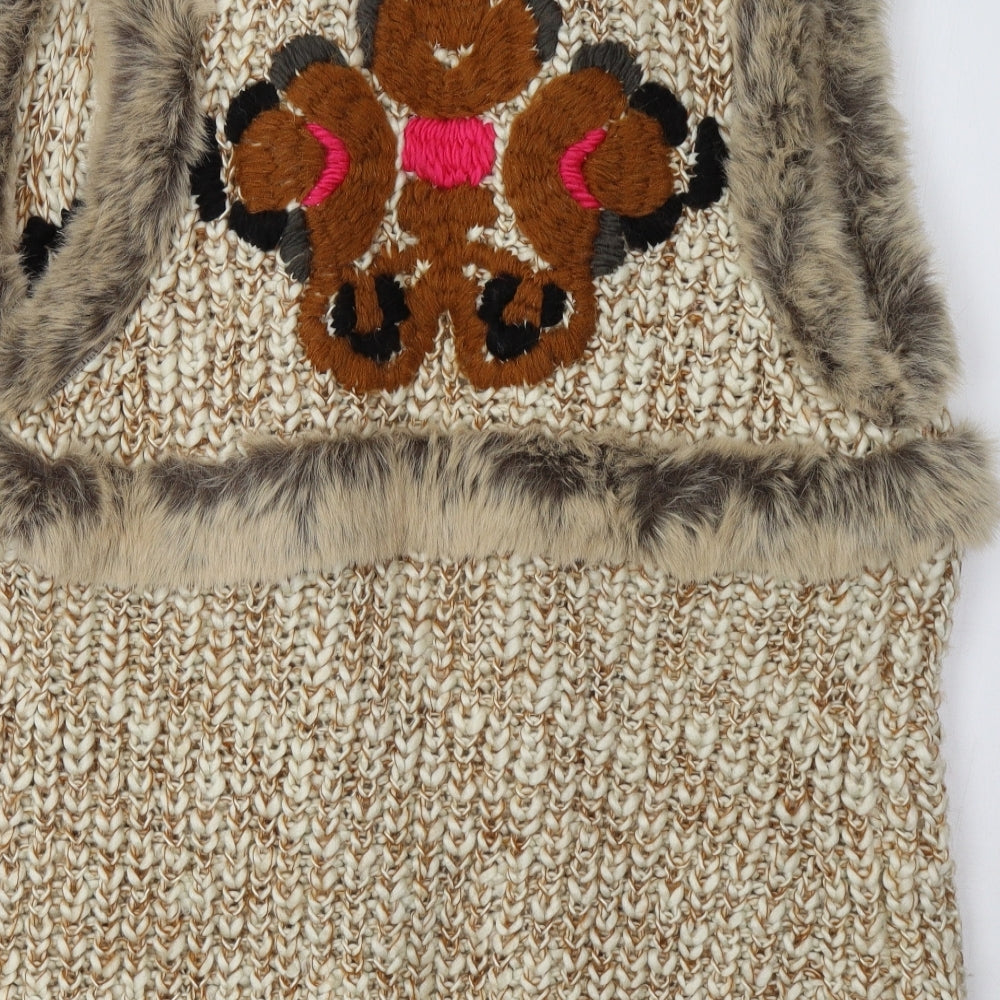 Topshop Womens Beige  Knit Gilet Jacket Size 14