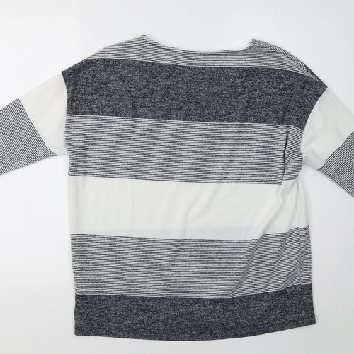 Sainsburys Womens Grey Striped  Pullover Sweatshirt Size 14