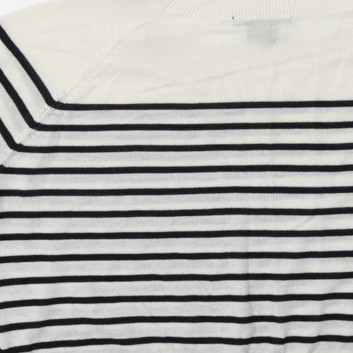 H&M Womens White Striped  Pullover Sweatshirt Size XS