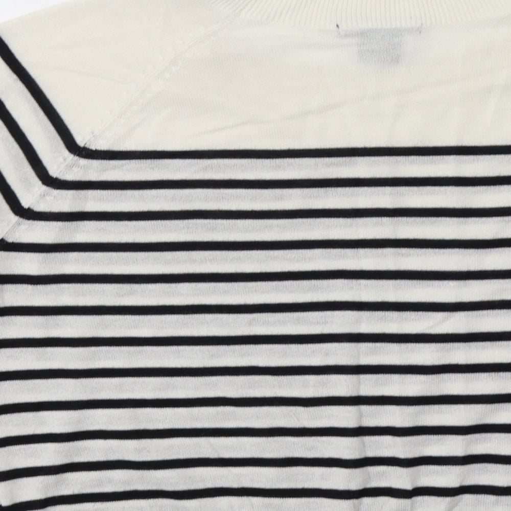 H&M Womens White Striped  Pullover Sweatshirt Size XS