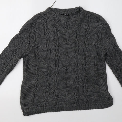 Mango Womens Grey  Knit Pullover Sweatshirt Size S
