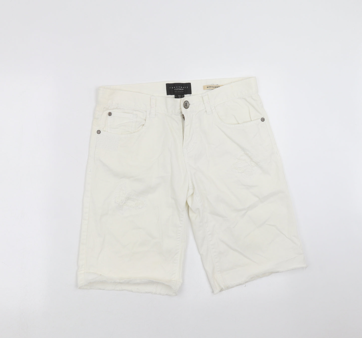 Sanctuary Womens Ivory  Denim Cut-Off Shorts Size 31 in - distressed