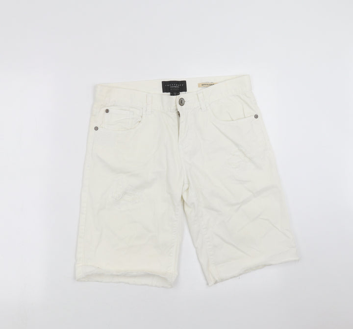 Sanctuary Womens Ivory  Denim Cut-Off Shorts Size 31 in - distressed