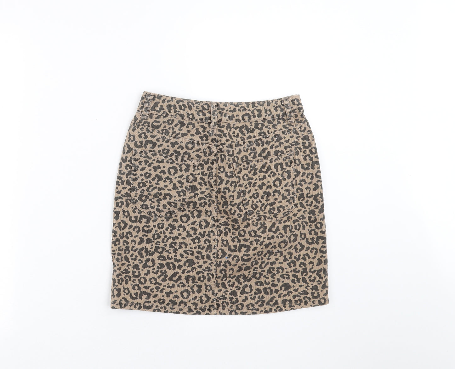New Look Womens Brown Animal Print Denim Mini Skirt Size 4
