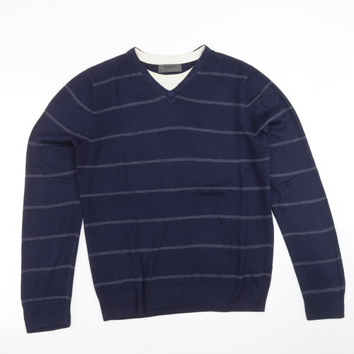 Burton Mens Blue Striped Knit Pullover Jumper Size M