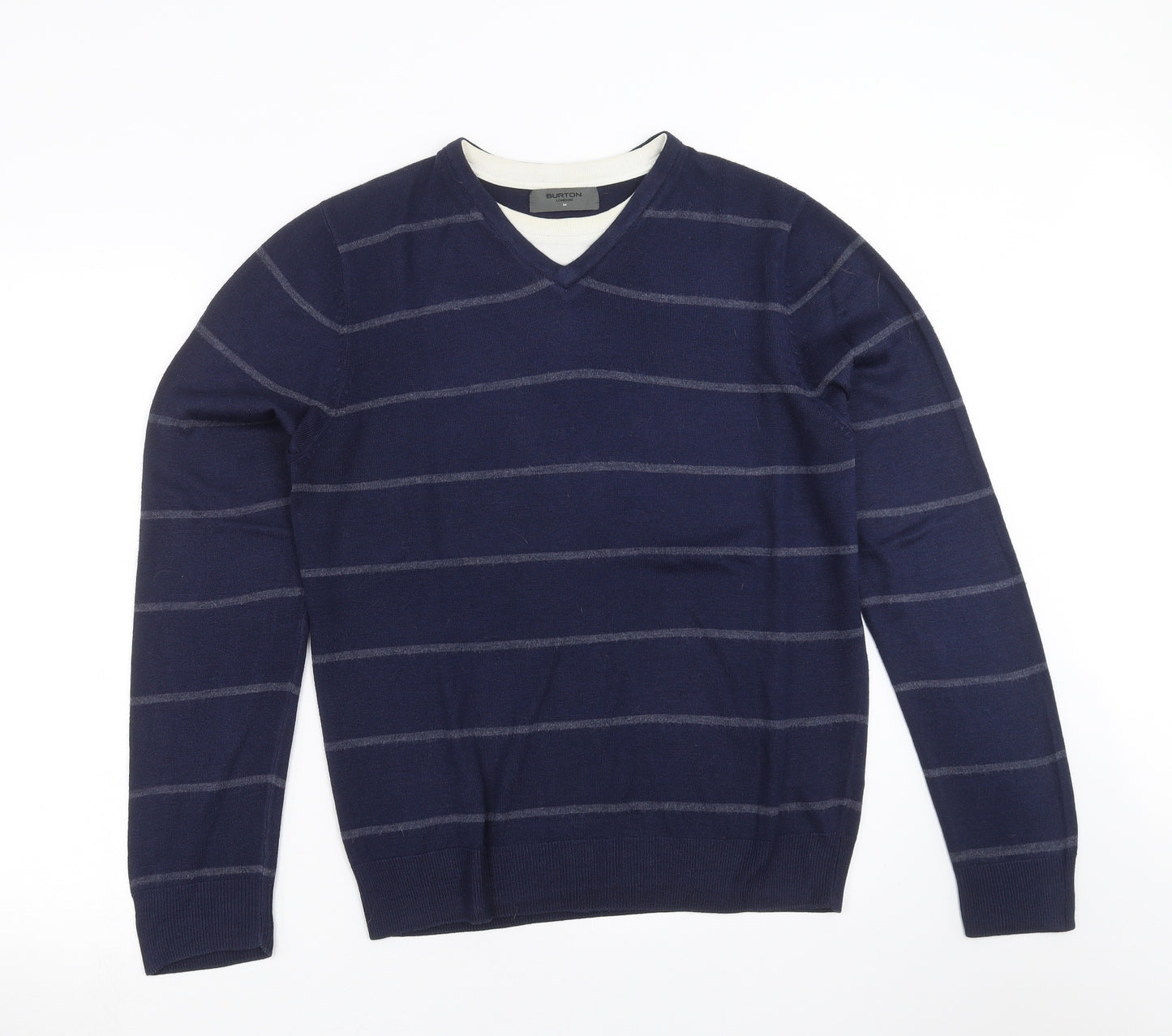 Burton Mens Blue Striped Knit Pullover Jumper Size M
