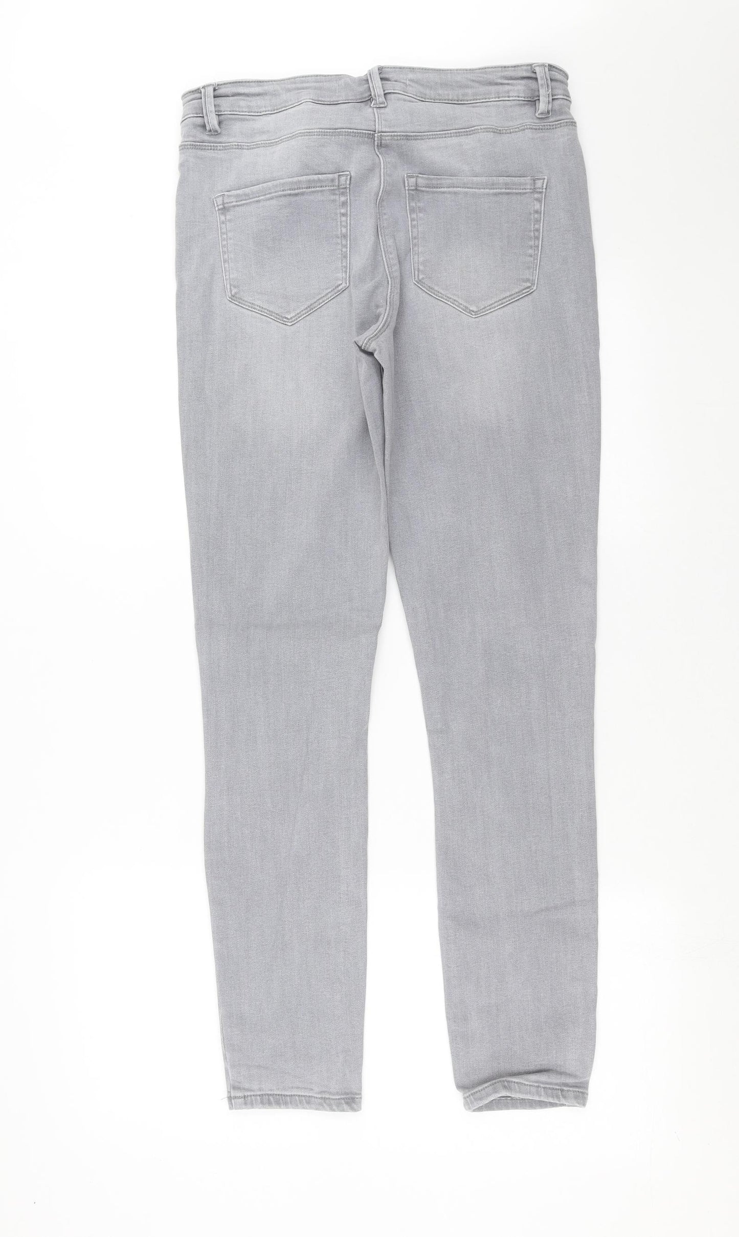 Preworn Womens Grey  Denim Skinny Jeans Size 14 L29 in