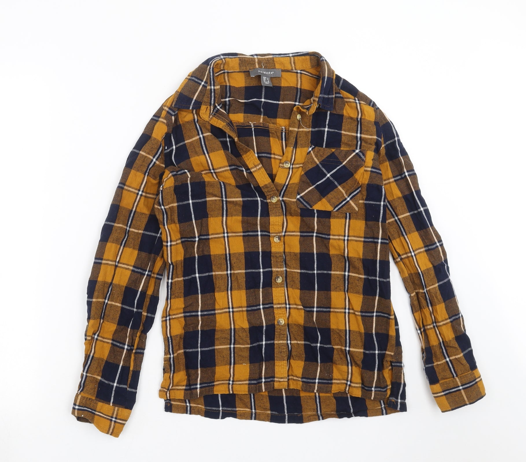 Primark Womens Blue Check Basic Button-Up Size 8 β Preworn