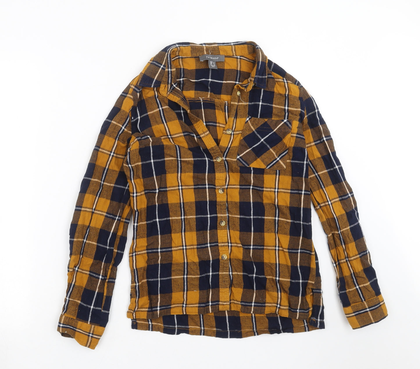 Primark Womens Blue Check  Basic Button-Up Size 8