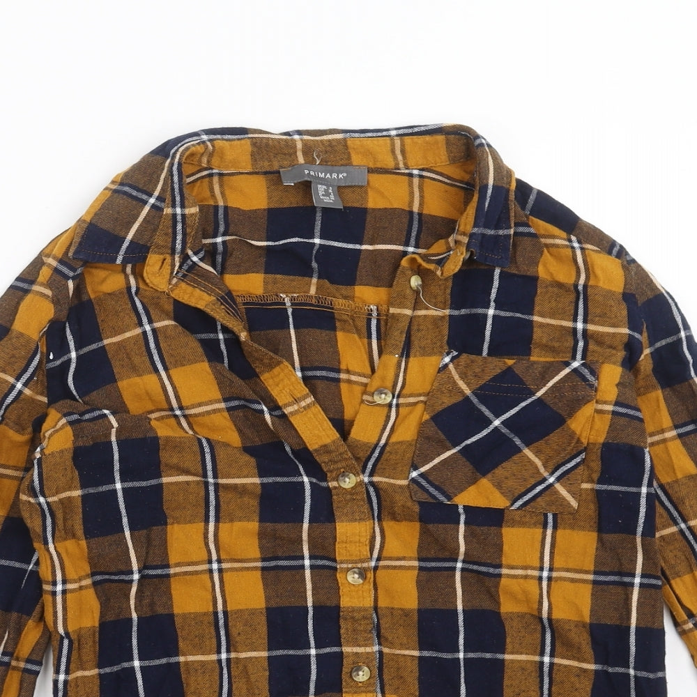 Primark Womens Blue Check  Basic Button-Up Size 8