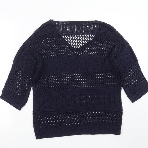 F&F Womens Blue Geometric Knit Pullover Jumper Size 8