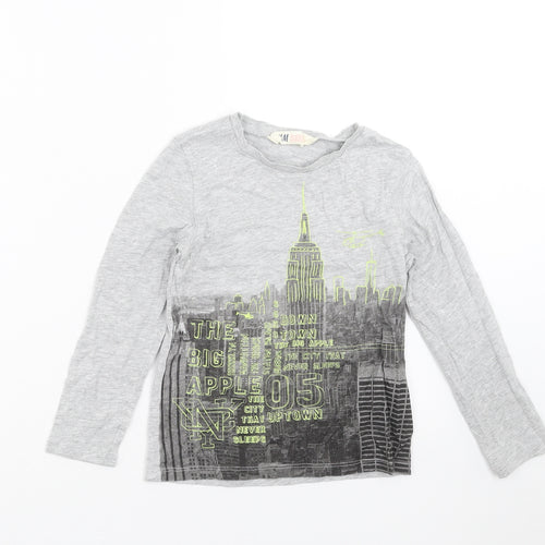 H&M Boys Grey   Basic T-Shirt Size 4-5 Years  - new york skyline