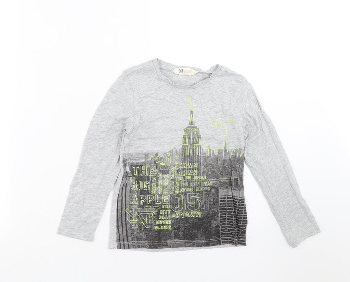 H&M Boys Grey Basic T-Shirt Size 4-5 Years - new york skyline