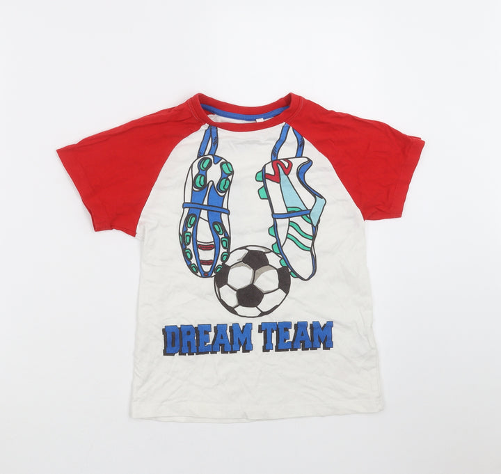 Blue Zoo Boys White Solid Pyjama Top Size 6-7 Years - Football Boot