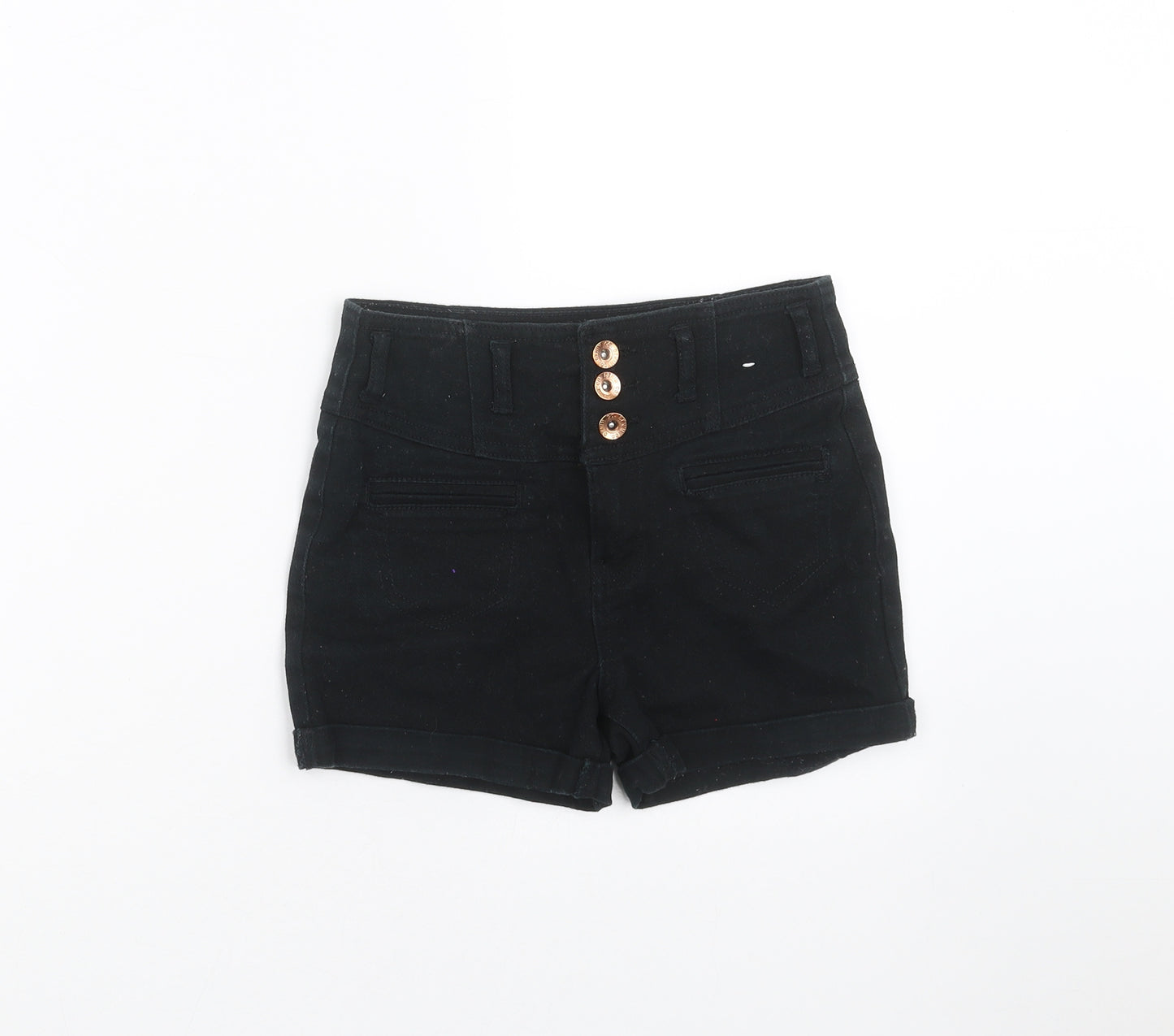 Primark Girls Black  Denim Hot Pants Shorts Size 8-9 Years