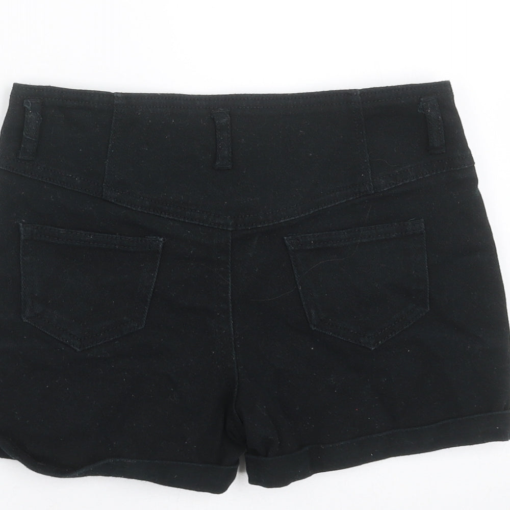 Primark Girls Black  Denim Hot Pants Shorts Size 8-9 Years