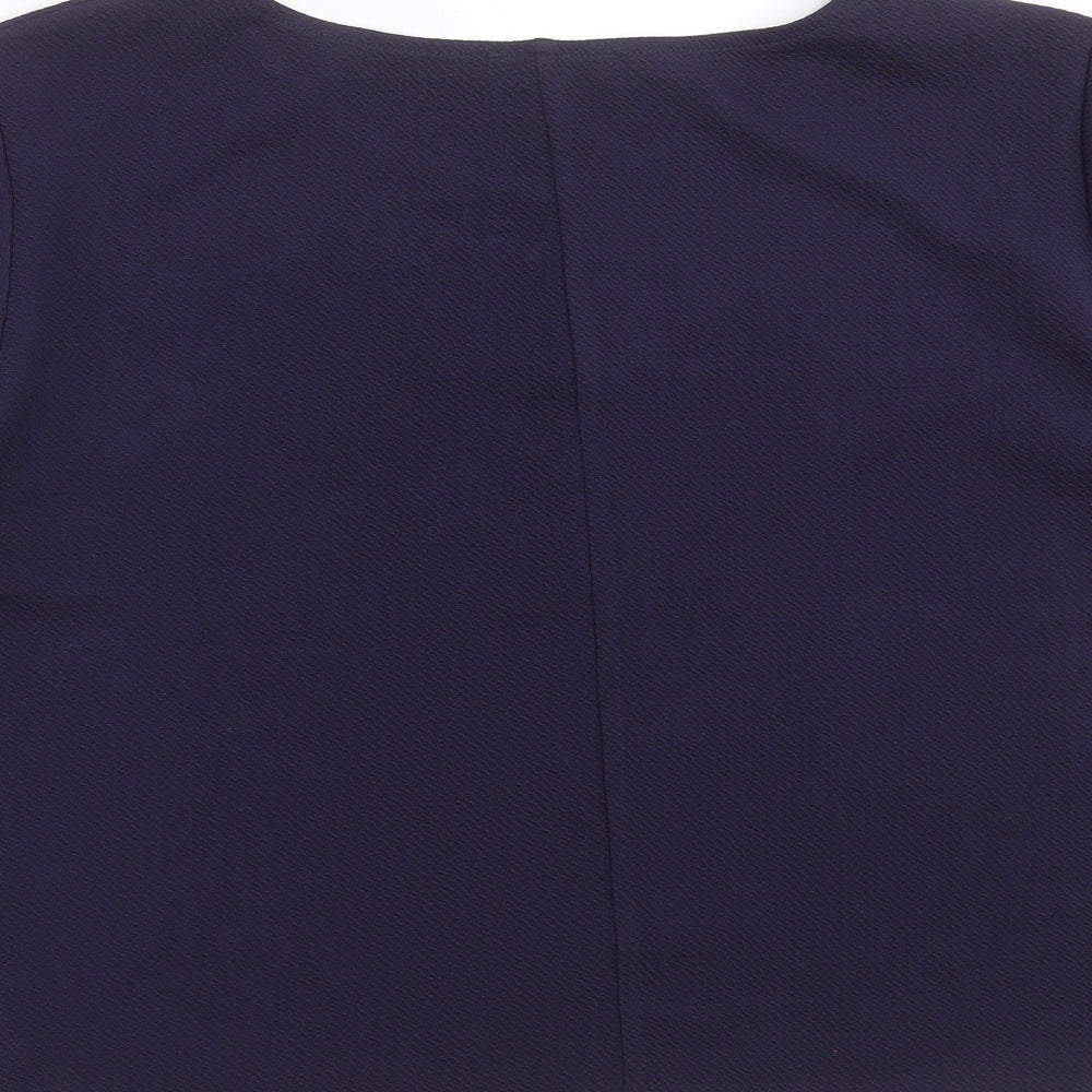 AX Paris Womens Blue   Basic Blouse Size 14  - Scalloped Hem