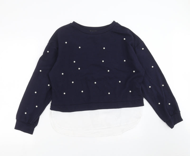 SheIn Womens Blue Pullover Sweatshirt Size L - beaded