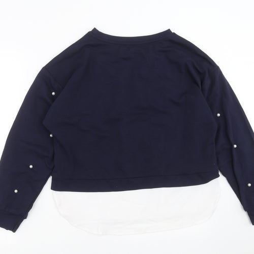 SheIn Womens Blue   Pullover Sweatshirt Size L  - beaded