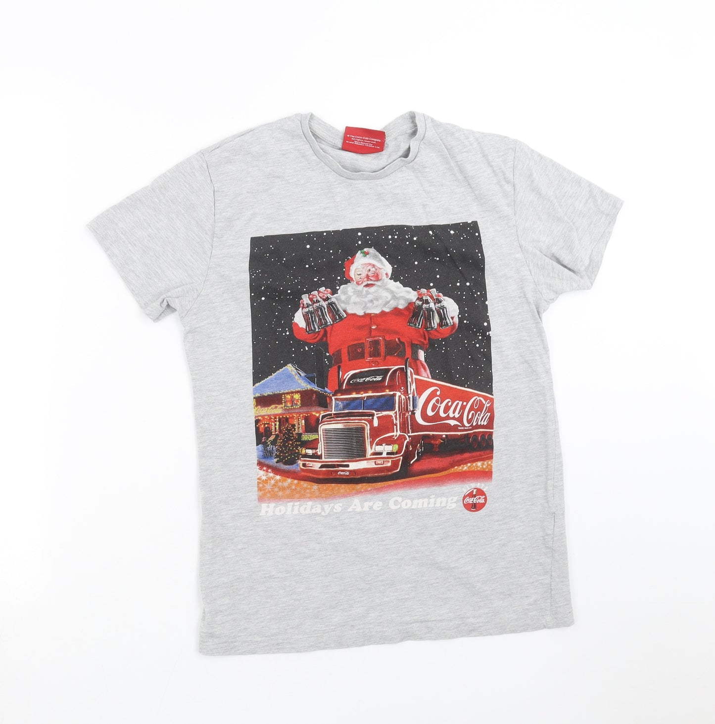 Primark Womens Grey   Basic T-Shirt Size XS  - Christmas Coca Cola