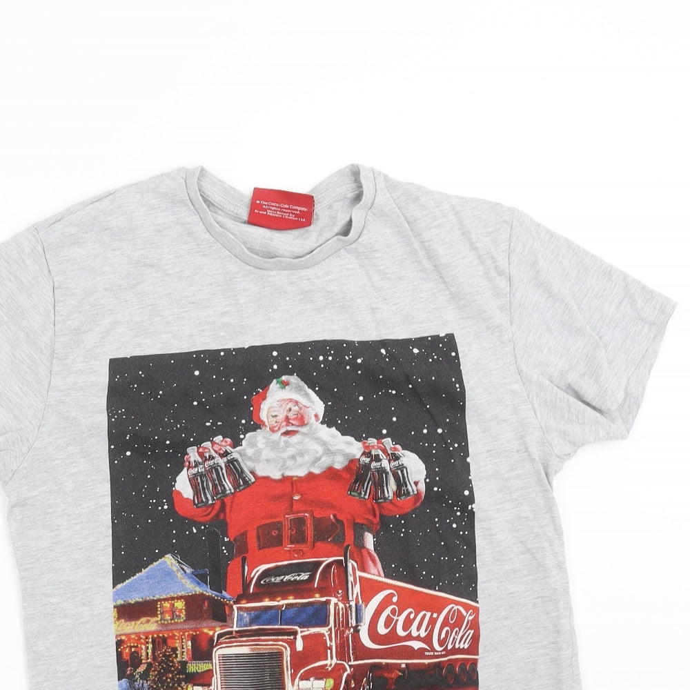 Primark Womens Grey   Basic T-Shirt Size XS  - Christmas Coca Cola
