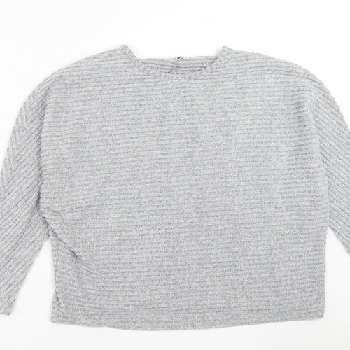 Primark Womens Grey Striped Knit Pullover Jumper Size L