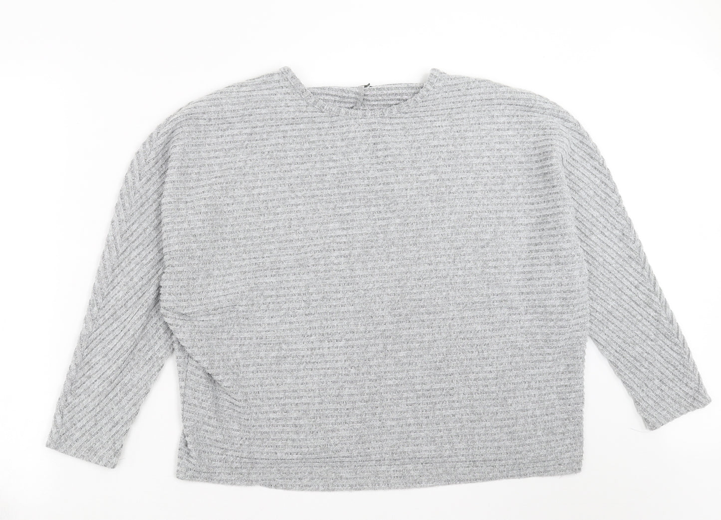 Primark Womens Grey Striped Knit Pullover Jumper Size L