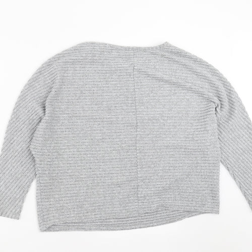 Primark Womens Grey Striped Knit Pullover Jumper Size L