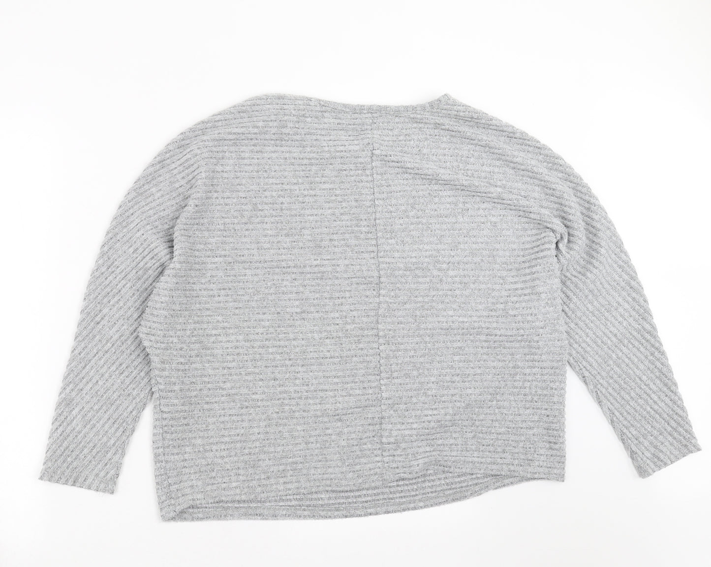 Primark Womens Grey Striped Knit Pullover Jumper Size L
