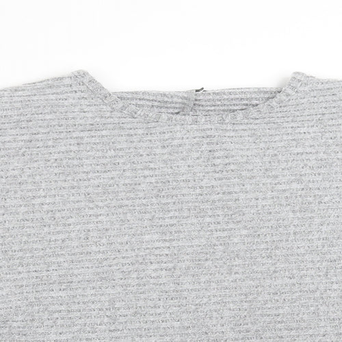 Primark Womens Grey Striped Knit Pullover Jumper Size L