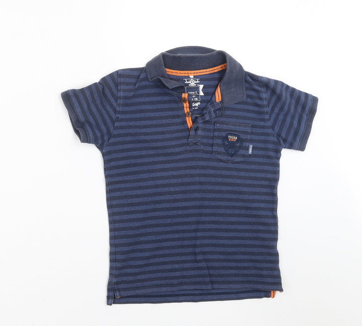 name it Boys Blue Striped Basic Polo Size 7-8 Years