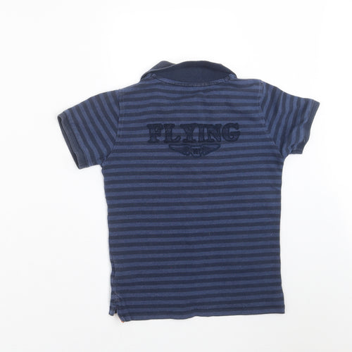 name it Boys Blue Striped  Basic Polo Size 7-8 Years