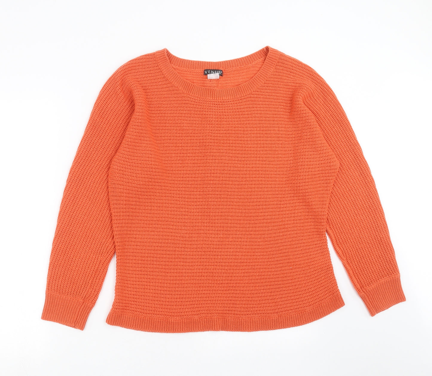 Venus Womens Orange  Knit Pullover Jumper Size XL