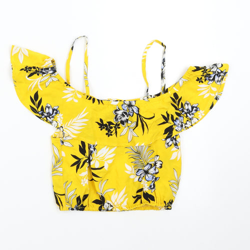 New Look 915 Girls Yellow Floral  Basic Blouse Size 11 Years