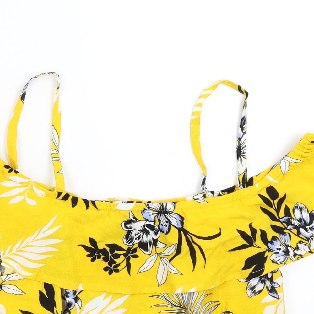 New Look 915 Girls Yellow Floral  Basic Blouse Size 11 Years