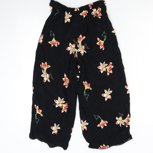 Miss Selfridge Womens Black Floral  Capri Trousers Size 6 L20 in