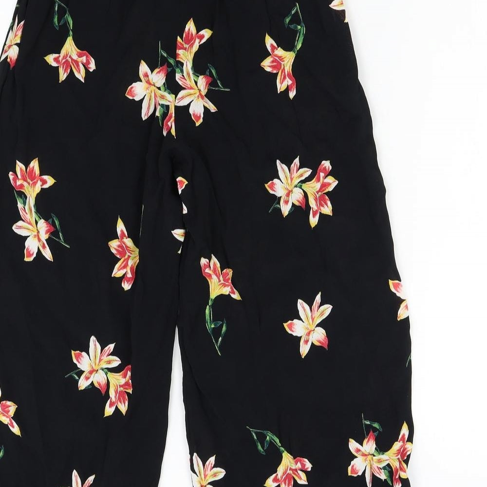 Miss Selfridge Womens Black Floral  Capri Trousers Size 6 L20 in