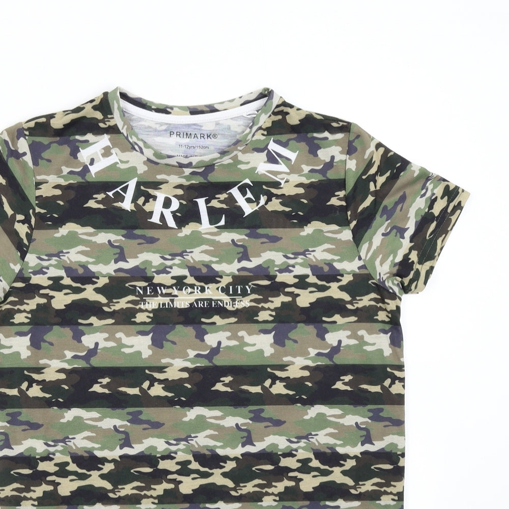 Primark Boys Green Camouflage  Basic T-Shirt Size 11-12 Years  - Harlem