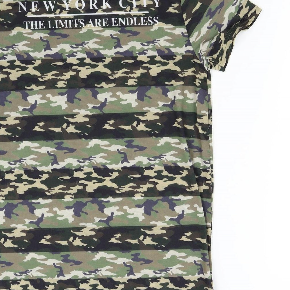 Primark Boys Green Camouflage  Basic T-Shirt Size 11-12 Years  - Harlem