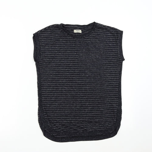 Papaya Womens Black Striped  Basic T-Shirt Size 8