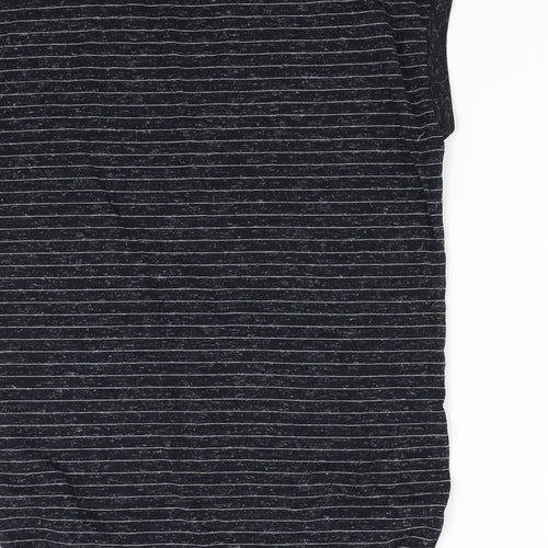 Papaya Womens Black Striped  Basic T-Shirt Size 8