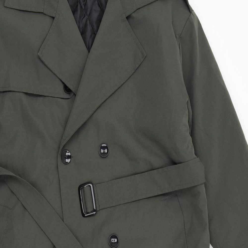 Pretty Little Thing Womens Green   Trench Coat Coat Size L
