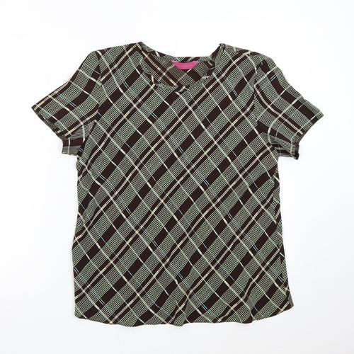 Richards Womens Brown Check  Basic Blouse Size 16