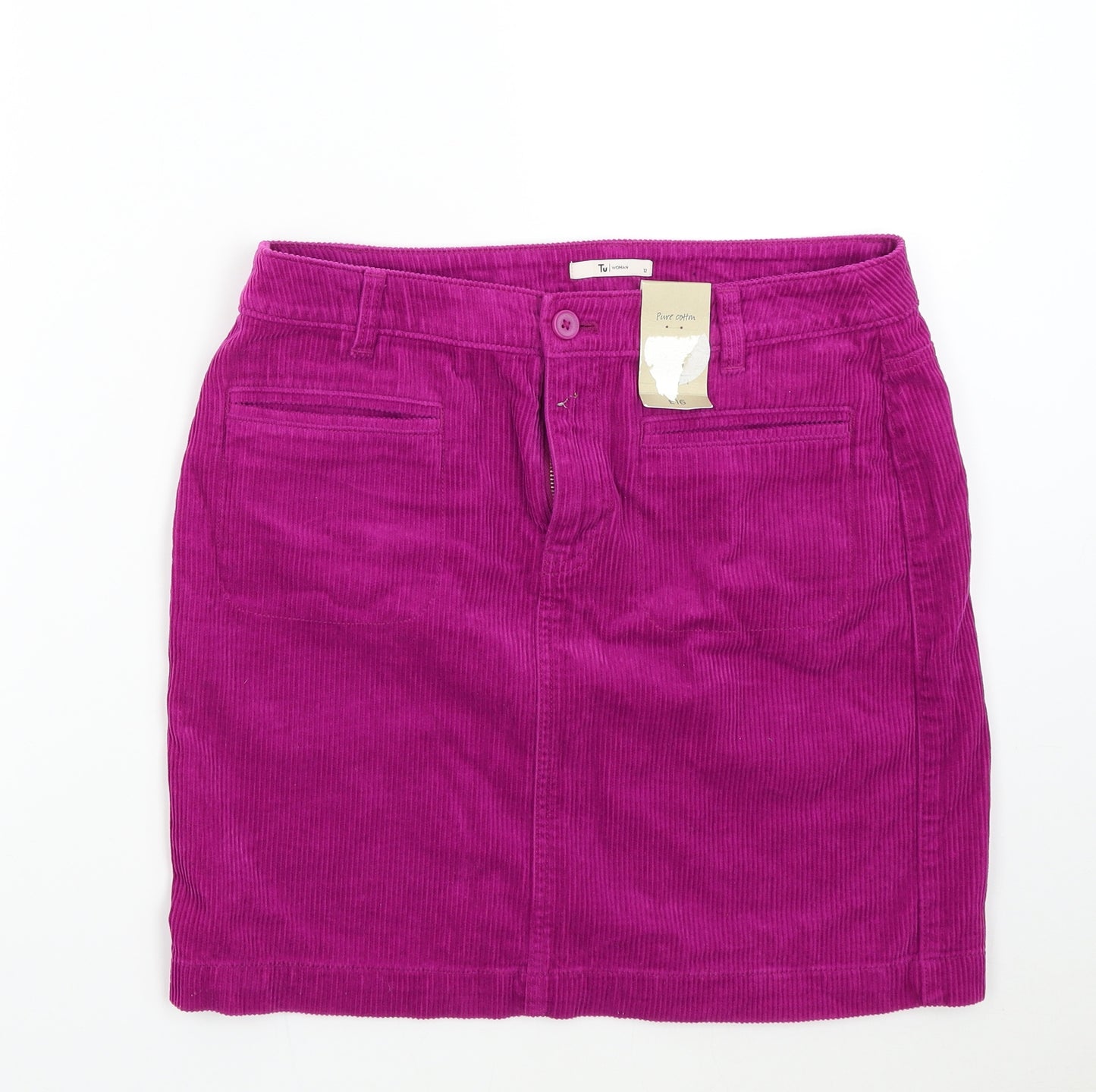 TU Womens Pink  Corduroy Mini Skirt Size 12