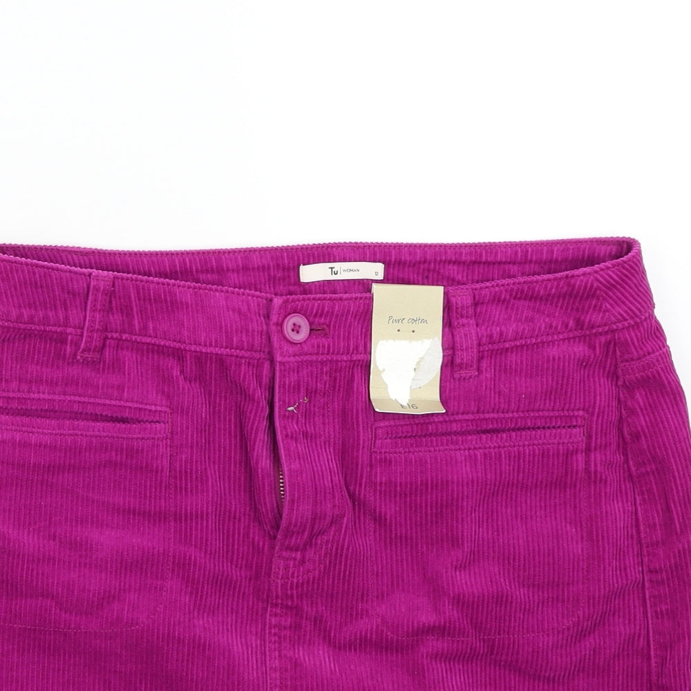 TU Womens Pink  Corduroy Mini Skirt Size 12
