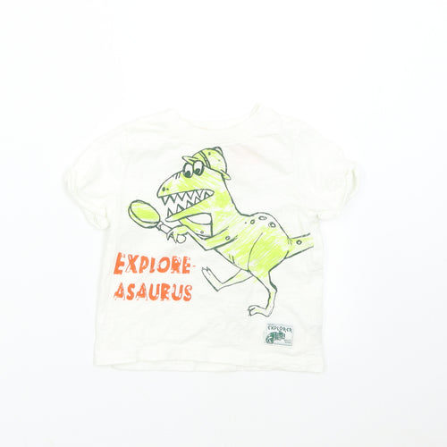 F&F Baby White   Basic T-Shirt Size 12-18 Months  - Dinosaur