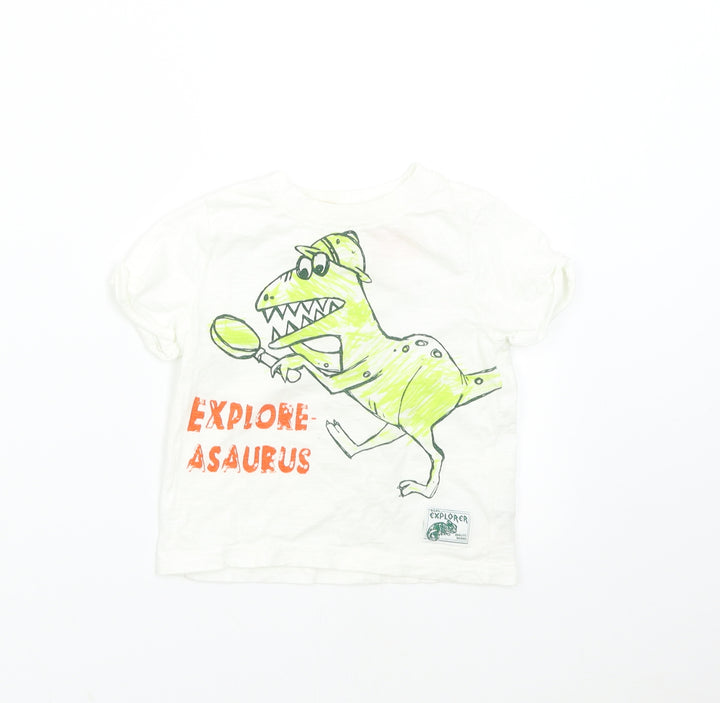 F&F Baby White   Basic T-Shirt Size 12-18 Months  - Dinosaur