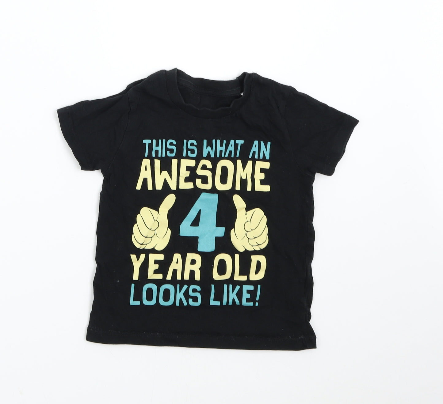 Fair Wear Boys Black   Basic T-Shirt Size 4 Years