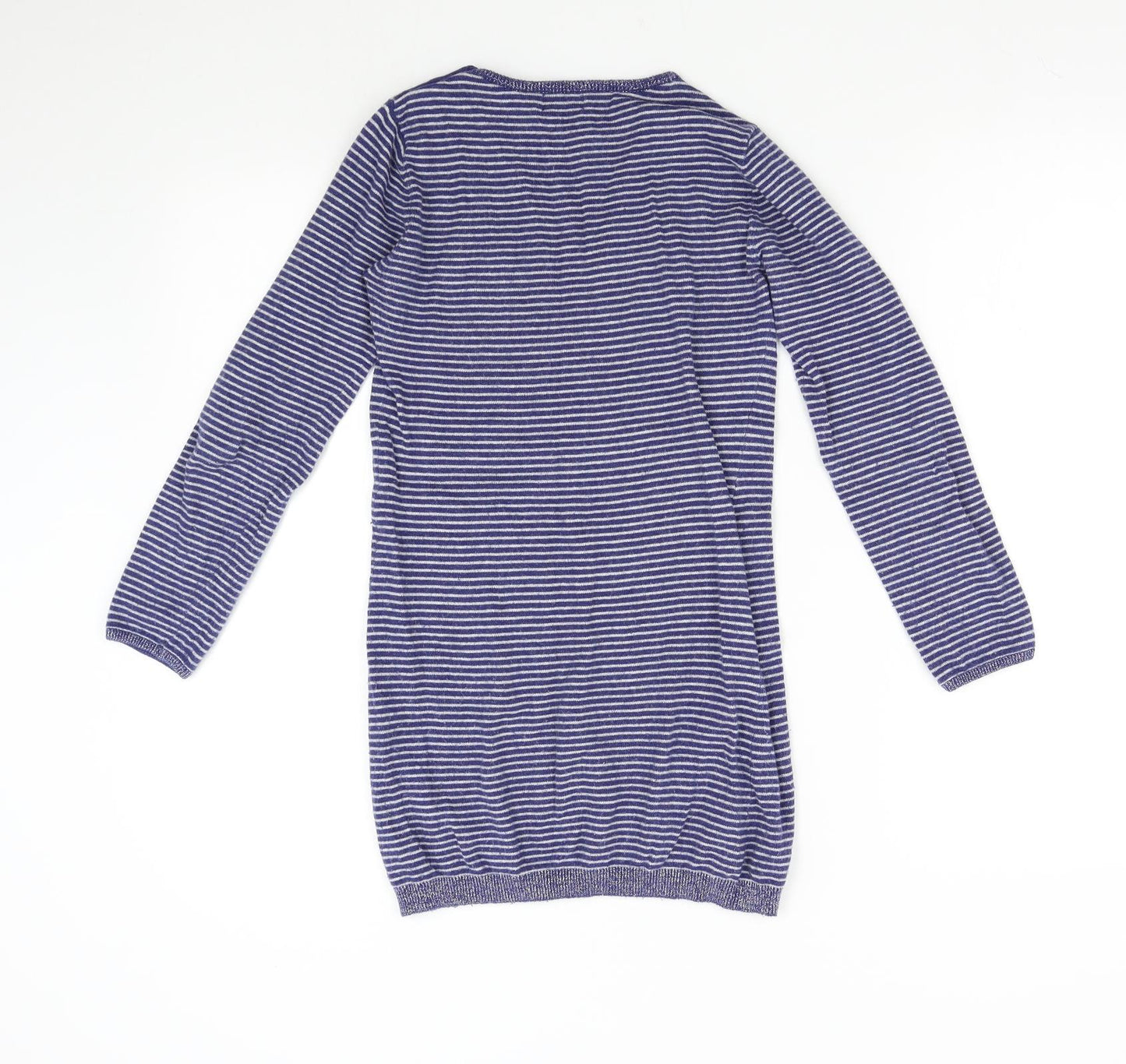 NEXT Girls Blue Striped Knit Jumper Dress  Size 9-10 Years  - Heart