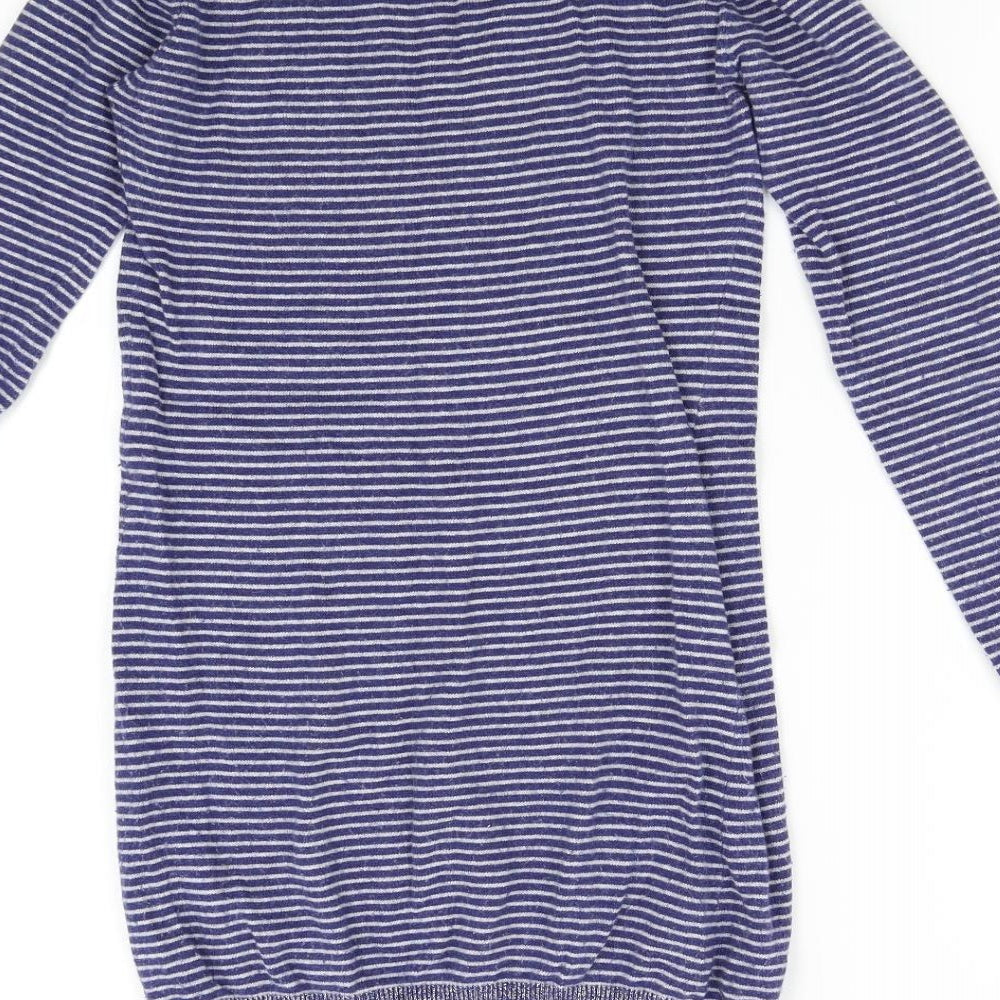 NEXT Girls Blue Striped Knit Jumper Dress  Size 9-10 Years  - Heart